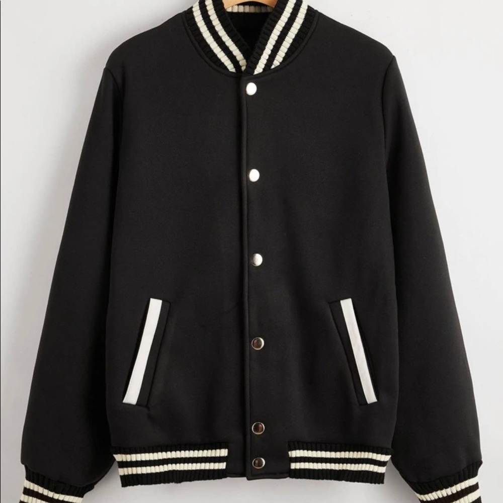 NWOT Striped Button Up Baseball Bomber Jacket